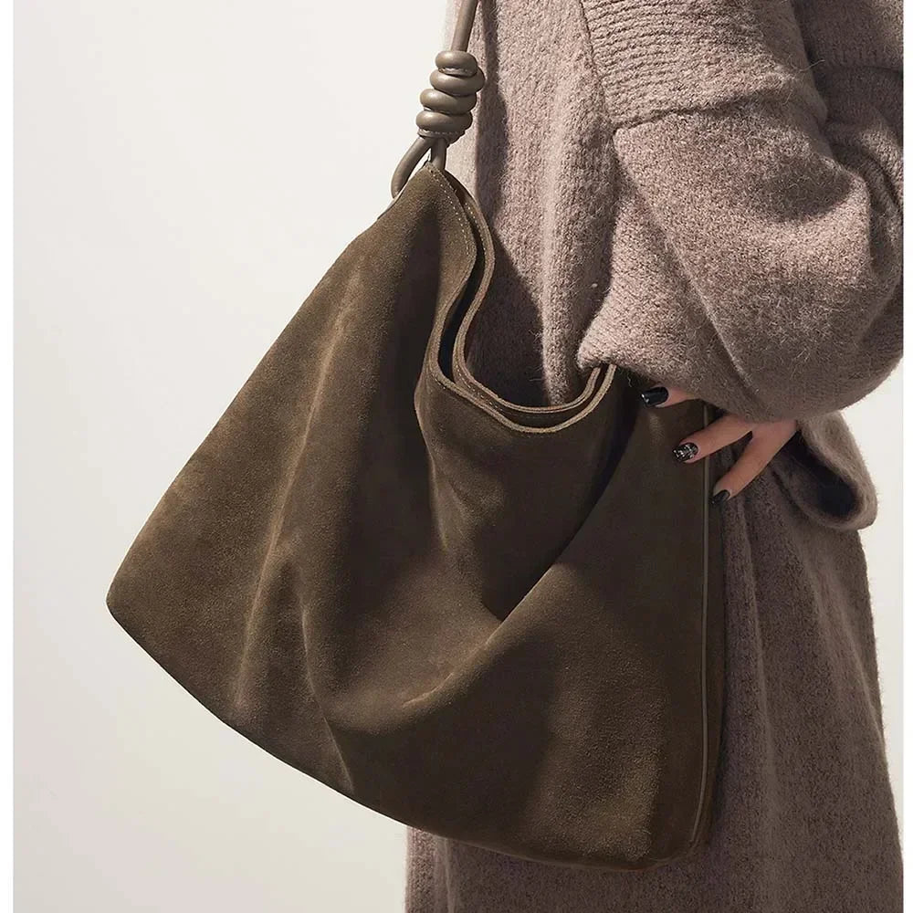 MS Autumn New Trend Leather Woman Handbag/ Luxury Thick Suede Leather Underarm Shoulder Casual Tote/ Lady Soft Bucket