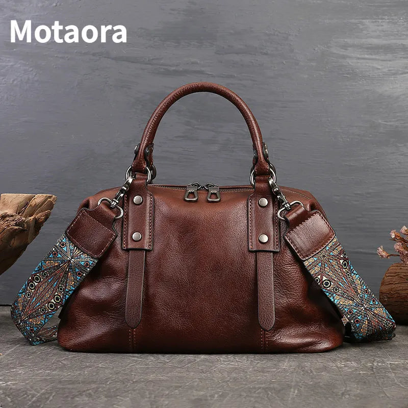 MOTAORA Genuine Leather Shoulder Bags For Women/ Handbags 2024 New Luxury Designer Vintage Lady Handbag /Casual Tote Women's Bag