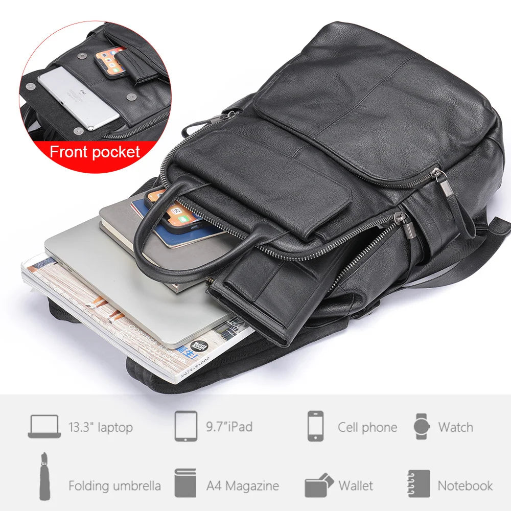 Laptop Bag 13.3 Inch/ Leather Men's Backpack/ Anti-Theft Backpack/ Schoolbag