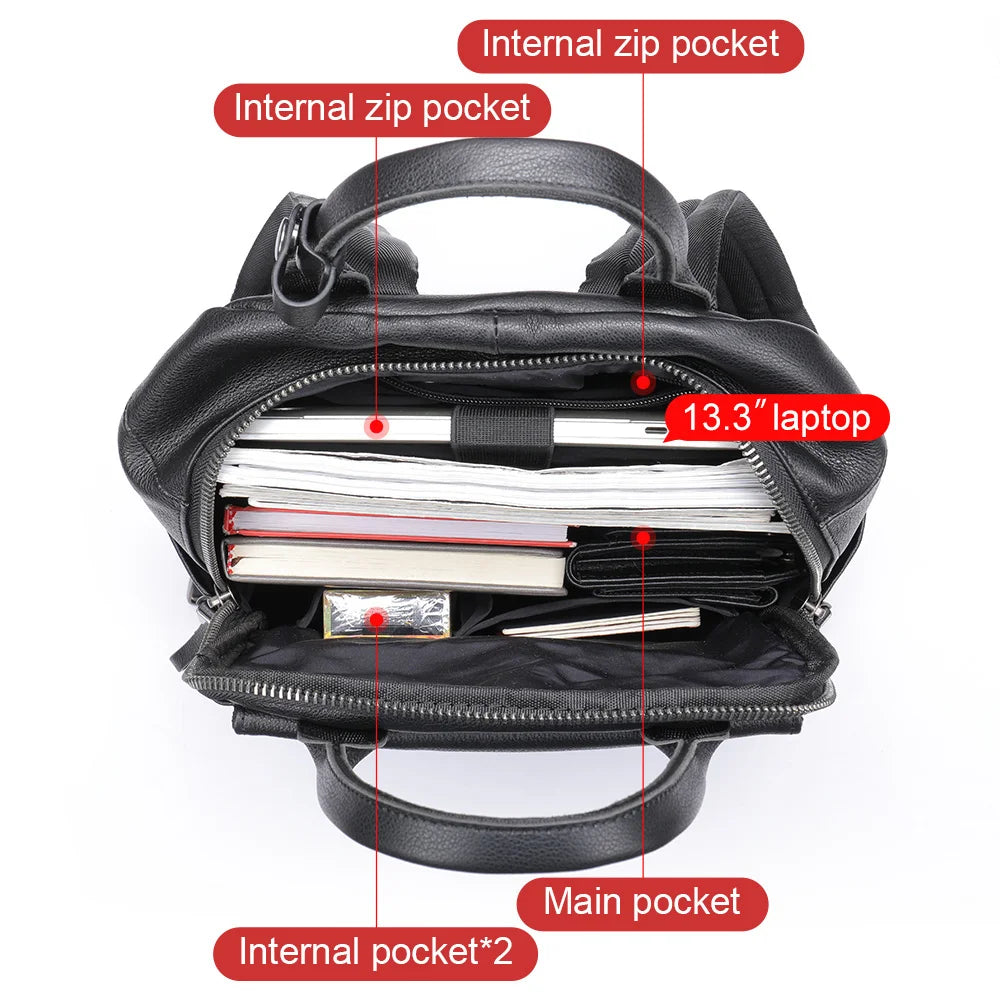 Laptop Bag 13.3 Inch/ Leather Men's Backpack/ Anti-Theft Backpack/ Schoolbag