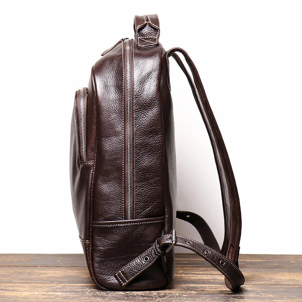 Leather Backpack   Schoolbag Computer Bag Travel Laptop Backpack