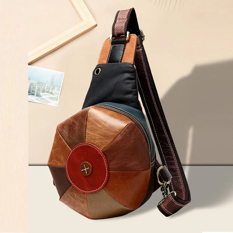 MAHEU Unique Design Woman Chest Bag Single Shoulder Bag Party Bags  Genuine Leather Crossbody Pack Sling Bag With Earphone Hole