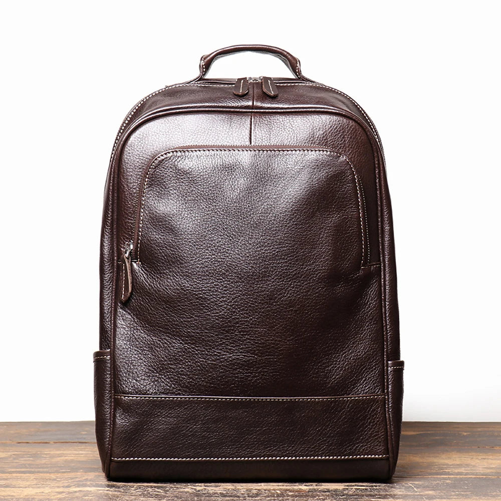 Leather Backpack   Schoolbag Computer Bag Travel Laptop Backpack