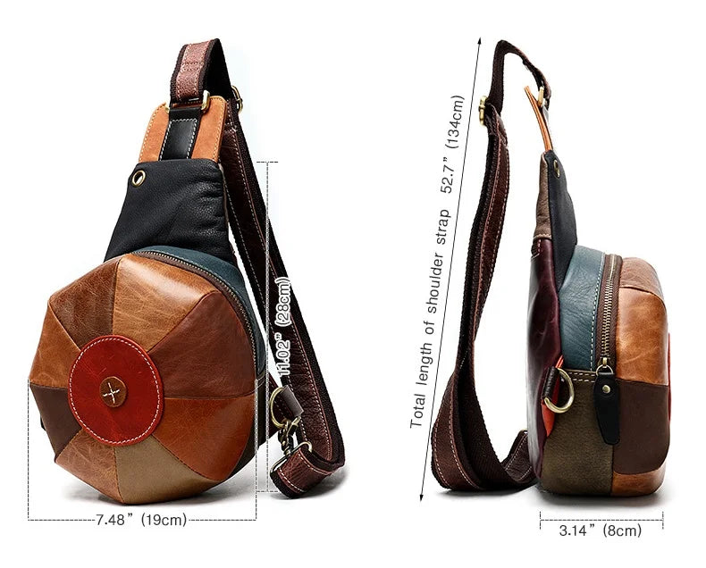 MAHEU Unique Design Woman Chest Bag Single Shoulder Bag Party Bags  Genuine Leather Crossbody Pack Sling Bag With Earphone Hole