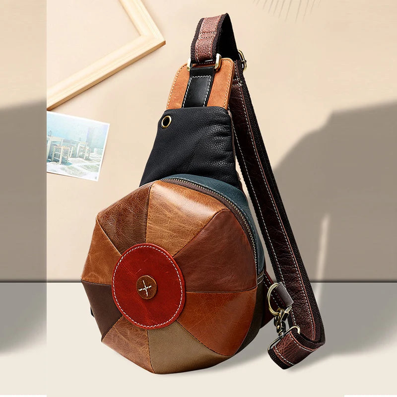 MAHEU Unique Design Woman Chest Bag Single Shoulder Bag Party Bags  Genuine Leather Crossbody Pack Sling Bag With Earphone Hole