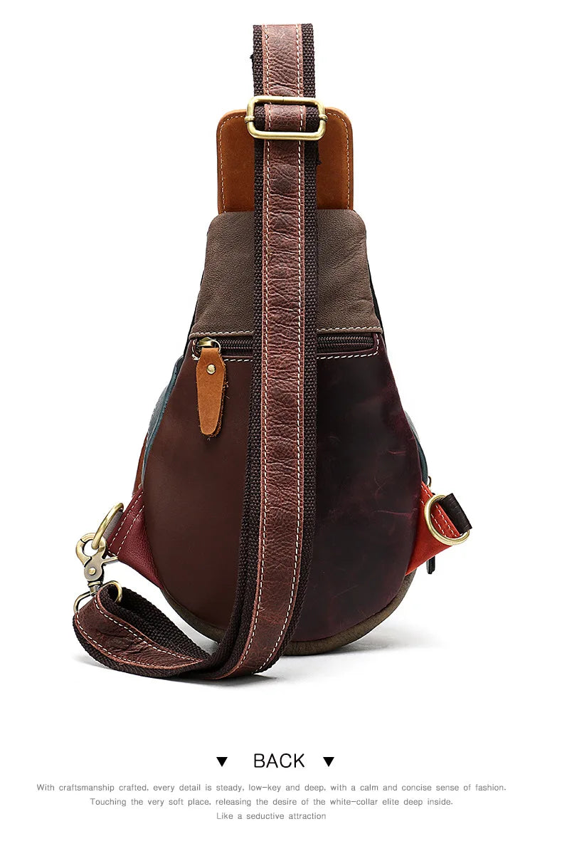 MAHEU Unique Design Woman Chest Bag Single Shoulder Bag Party Bags  Genuine Leather Crossbody Pack Sling Bag With Earphone Hole