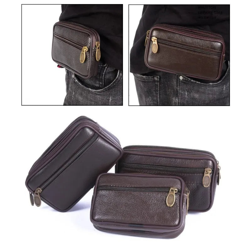 Leather Fanny Waist Bag   Mobile Phone Belt Bum Pouch Banana Hip Bags