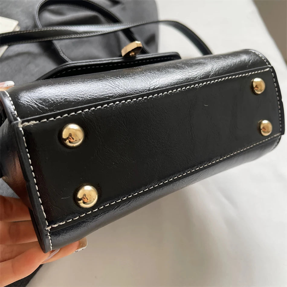 New High Quality Cowhide Women's Handbag Fashionable Casual Female Shoulder Bags Luxury Designer Girls Diagonal Straddle Bag Sac